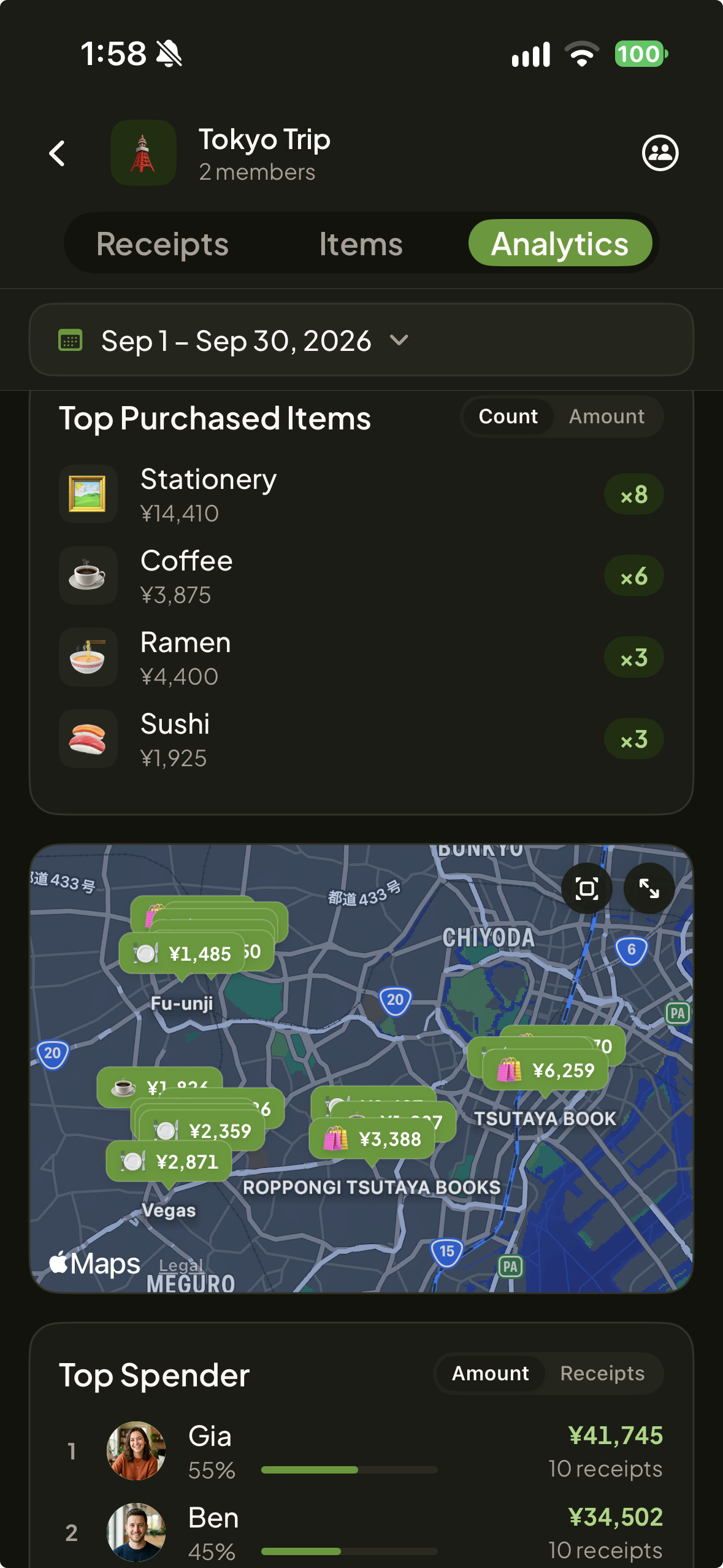 Receiptive Space Collaboration Screenshot