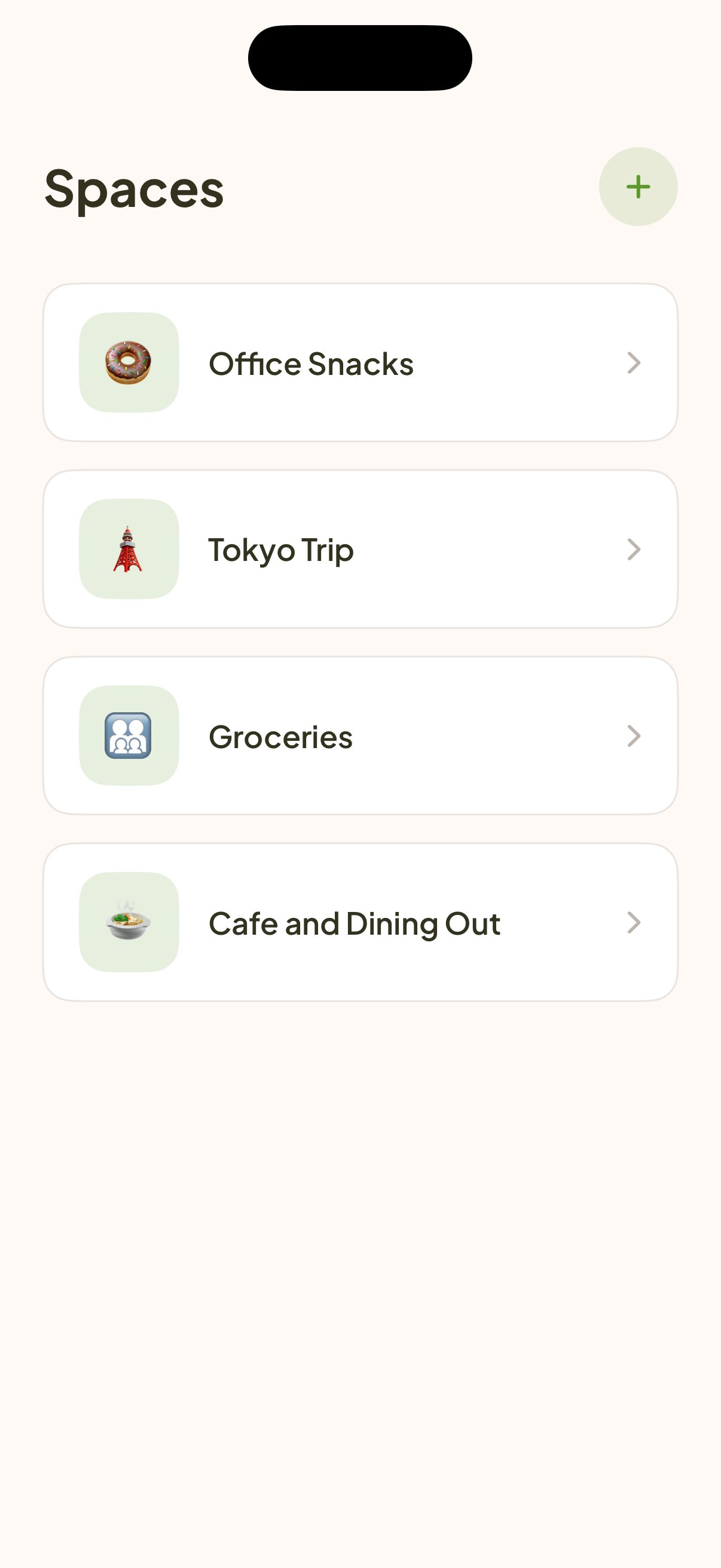 Receiptive Spaces List Screenshot
